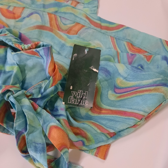 Wild Fable Wrap Skirt Women's Size XS Blue Print Mini Casual - Picture 8 of 10
